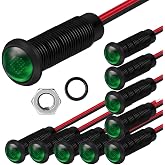Gebildet 10pcs LED Plastic Indicator Pilot Light AC/DC 12-24V Mounting Hole Size 6mm(Green)