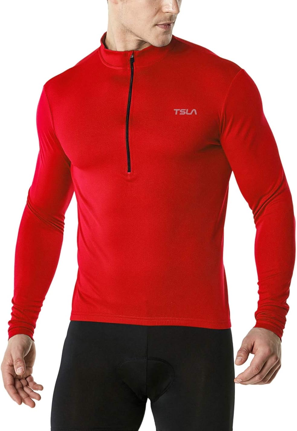 TSLA Men's Long Sleeve Bike Cycling Jersey, Quick Dry Breathable Reflective Biking Shirts with 3 Rear Pockets : Clothing