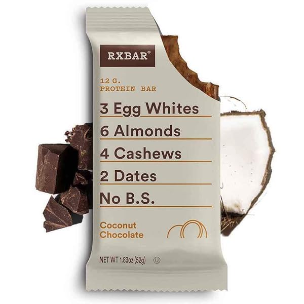 RXBAR, COCONUT CHOCOLATE, PROTEIN BAR, 1.83 OUNCE (PACK OF 12), HIGH PROTEIN SNACK, GLUTEN FREE