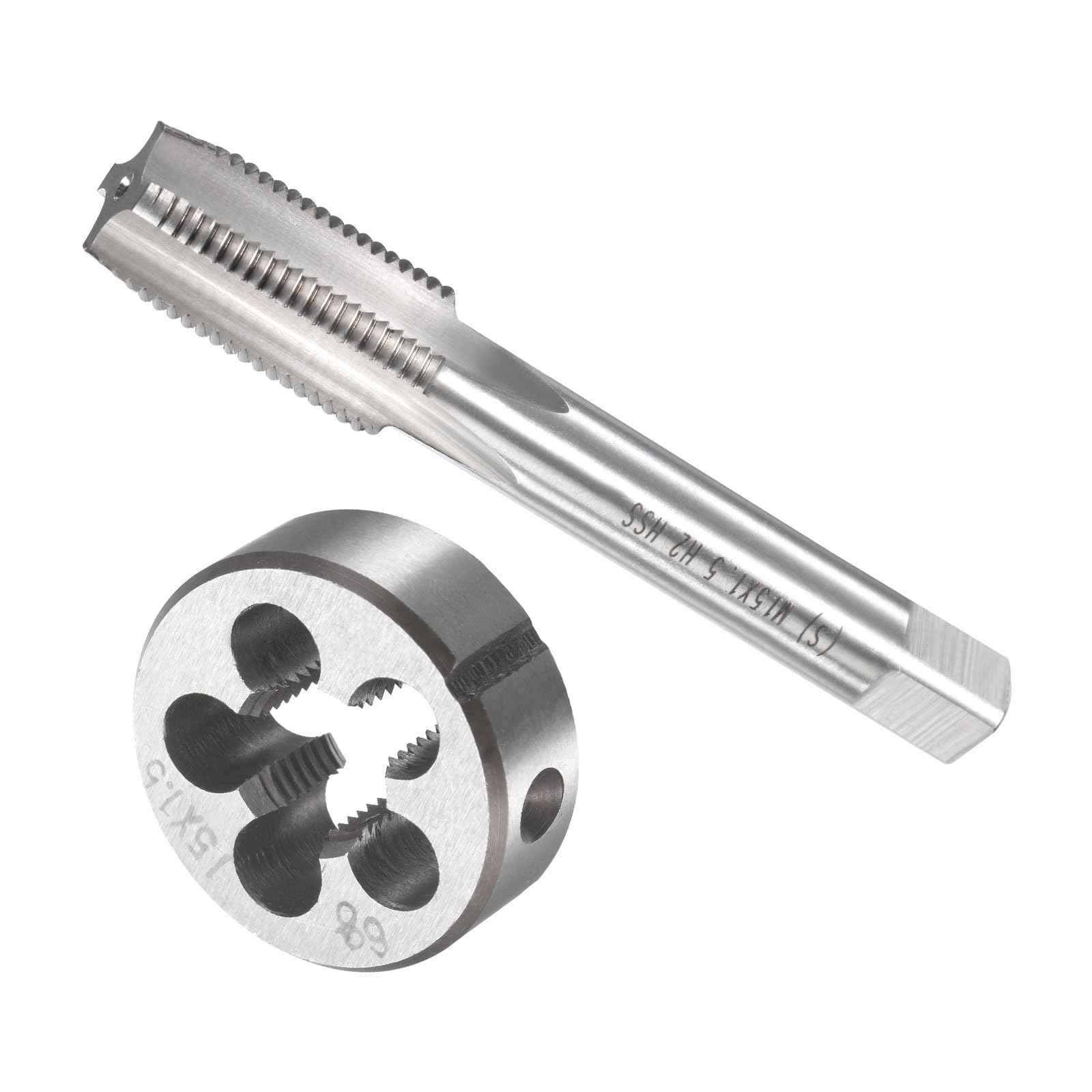 CoCud Tap and Die Set, M15 x 1.5 Thread, Metric High-Speed Steel Machine Screw Tap & Round Die Tool Kit - (Applications: for Threading Tapping Repairing), 1-Set