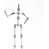 Kihomi Studio Stop Motion Armature Kit - Feet Tie Down DIY Metal Puppet Figure Skeletons Easy Assembly for Animation Character Design &amp; Creative Fun, Perfect for Stop Motion Animation (Silver, 7.4in)