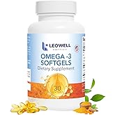 Leowell Omega-3 Softgels – High Potency EPA 432 mg & DHA 288 mg Fish Oil Supplement – 720 mg Total – 30 Softgels – Supports Heart, Brain & Joint Wellness – Fish Oil Pills, Omega 3 Supplement