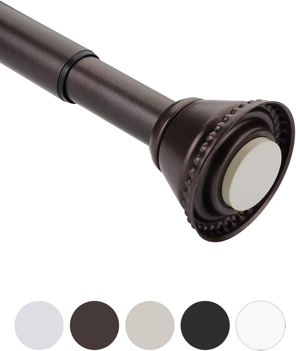 Amazer Bronze Shower Curtain Rod 54-90 inches Adjustable Shower Rod Tension Spring Curtain Rod No Drill for Bathroom Bedroom Study Window Closet Doorway, Bronze