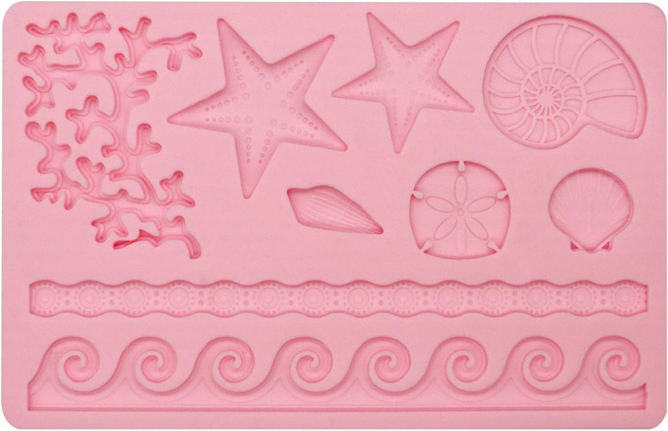 Meiyouju Seashell Silicone Mold, Coral Silicone Mold,Food Grade Silicone Candy Molds for Icing, Biscuit Decor, Chocolate, Polymer Clay, Resin Mold, Epoxy