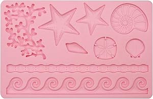 Meiyouju Seashell Silicone Mold, Coral Silicone Mold,Food Grade Silicone Candy Molds for Icing, Biscuit Decor, Chocolate, Polymer Clay, Resin Mold, Epoxy