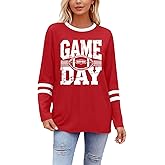 Game Day Shirts for Women: Football Season Tshirts Sunday Funday Football Casual Sport Long Sleeve Tops