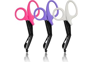 GRICARE 3-Pack Trauma Shears Medical Scissors, 7.5" Bandage Nursing Scissors Premium Titanium-Coated with Non-Stick Blades Surgical Scissors for Nurses, Doctors, Nursing Students, First Aid, EMS