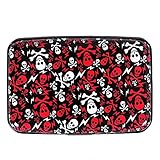 Vichline Aluminum RFID Blocking Armor Wallet Identity Protection Travel Credit Card Holder for Men and Women - Cool Slim Metal Business Card Case (Skull)