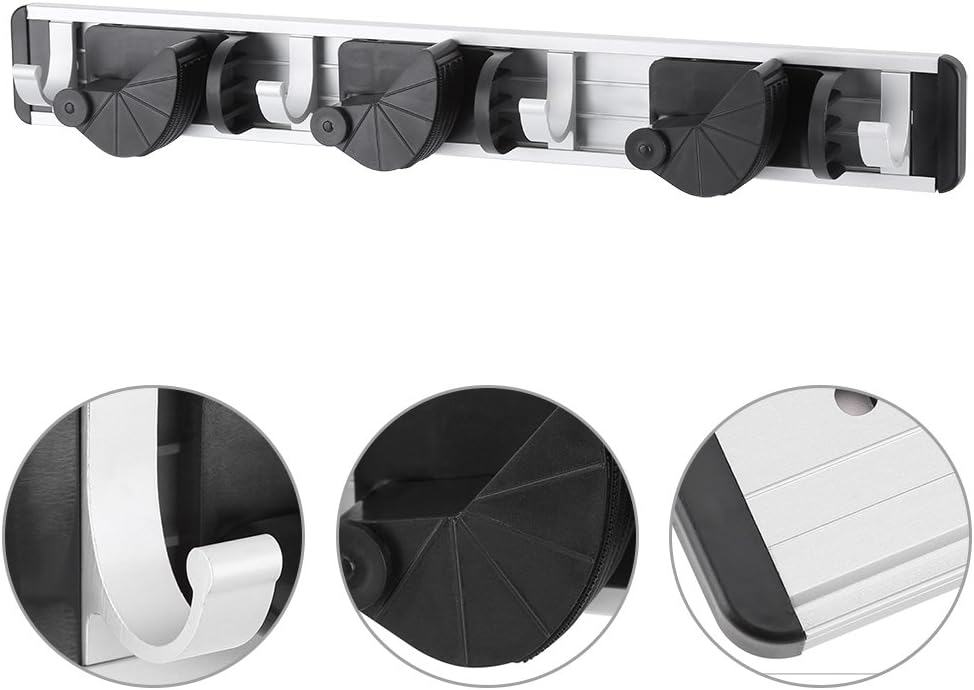 Mop and Broom Holder Wall Mounted Rack Hanger Sweeping Brush Organizer with for Closet Rakes, Garden, Sports Equipment - Image 5