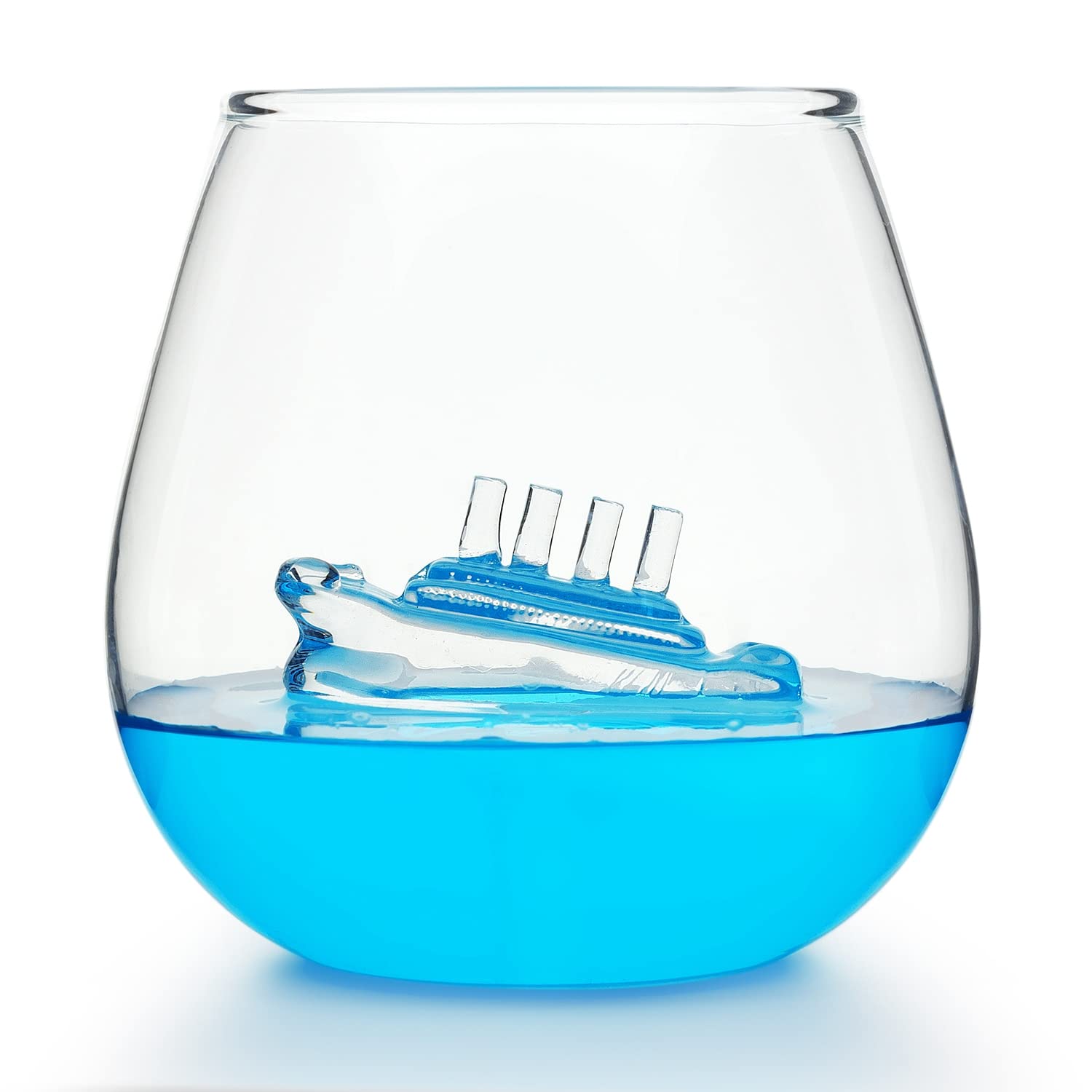 CKB LTD Ship in a Glass Tumbler 500ml Large - Ideal for Water Whisky Orange Juices - Unique Single Novelty Drinking Glass 1pc