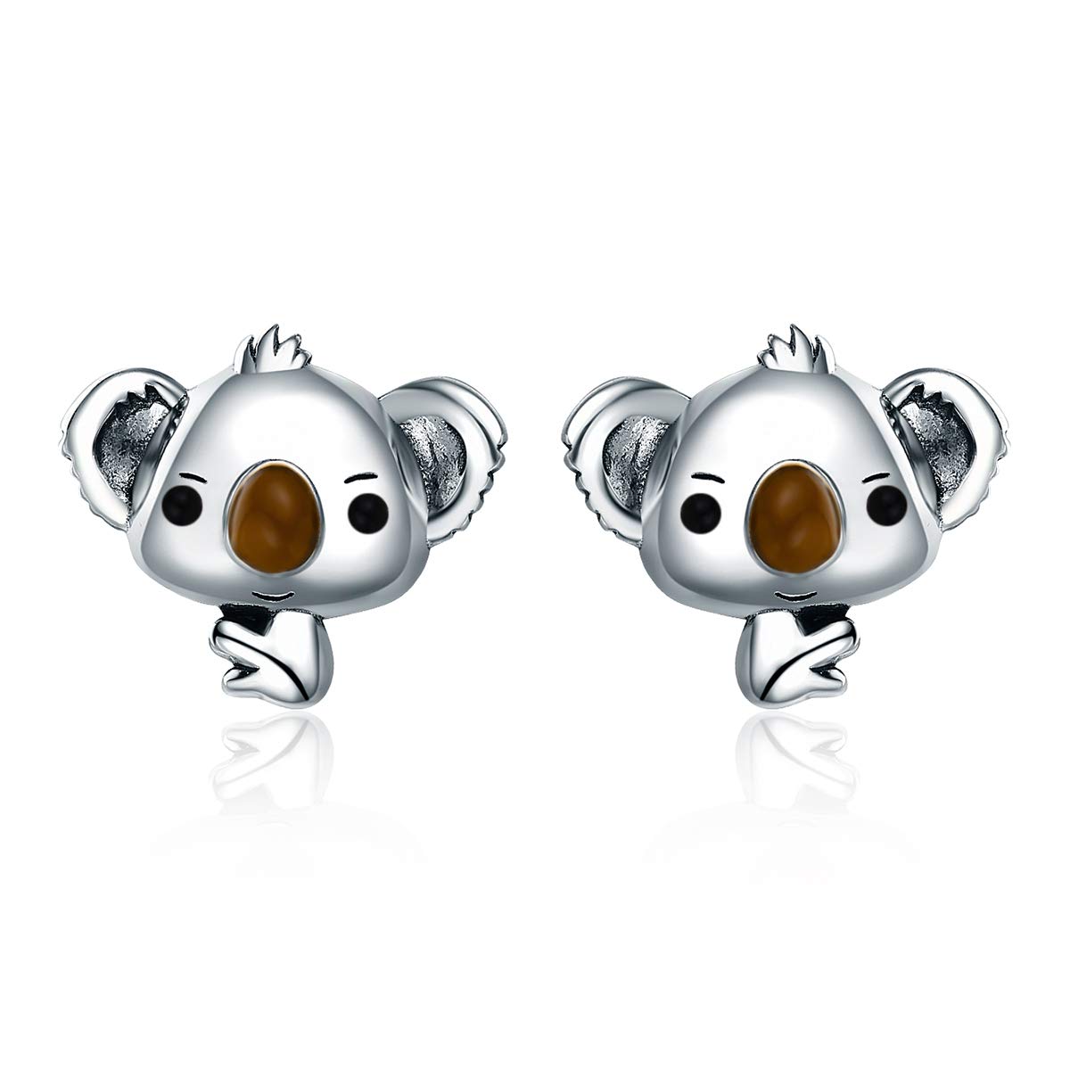 NewL 925 Sterling Silver Animal Cute Koala Bear Stud Earrings for Women Sterling Silver Jewelry Gift