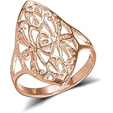 Hoops & Loops Sterling Silver Filigree Cross Pattern Long Ring