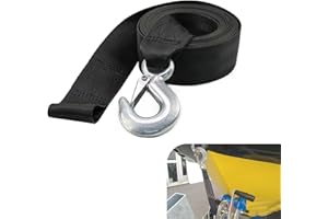 MOXRUQ Boat Winch Strap with Hook, 20 ft Heavy Duty Boat Winch Strap, Universal Trailer Strap for Towing Trailer, ATV, Truck, Car, Boat (Black)