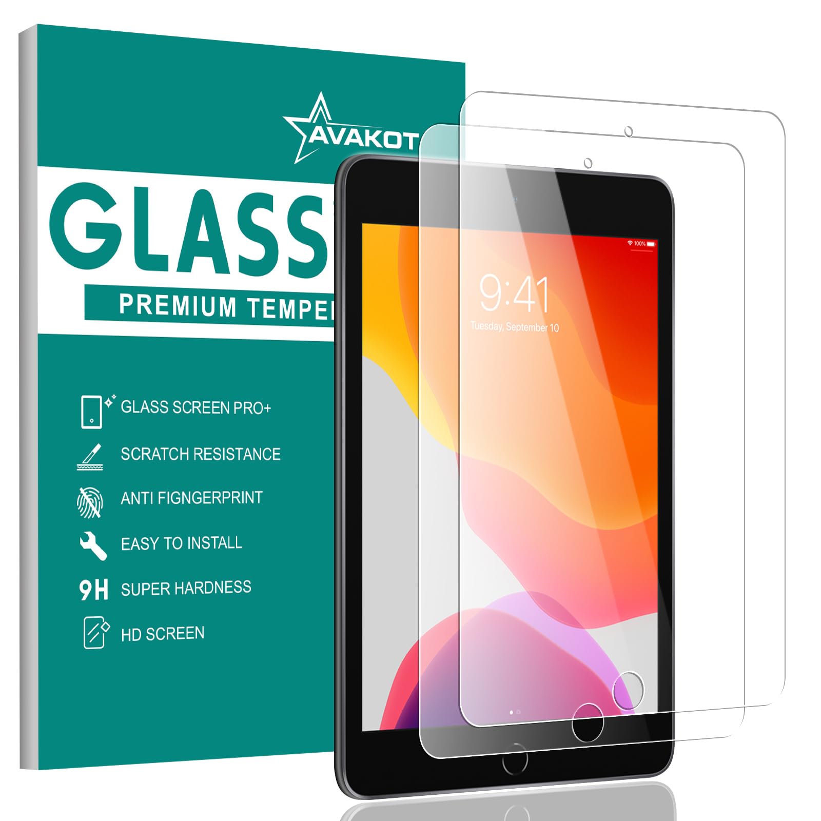 avakot 2 Pack Screen Protector for iPad Mini 5 | Ultra Clear Transparency Tempered Glass Film for iPad Mini 4 2015 | Anti-Scratch Sensitive Hardness Screen Protector for iPad Mini 7.9 Inch 2019
