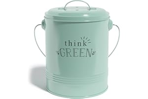 Barnyard Designs Compost Bin for Kitchen Counter - 1.2 Gallon Countertop Composter with Extra Smell-Absorbing Filters and Inner Bucket for Easy Cleaning - Food Waste Bin for Kitchen with Lid (Mint)