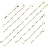 Anezus 8PCS Gold Necklace Extenders, 18K Gold Plated Jewelry Extenders Extension Chain for Necklaces, Bracelets and Anklets (Assorted Sizes)