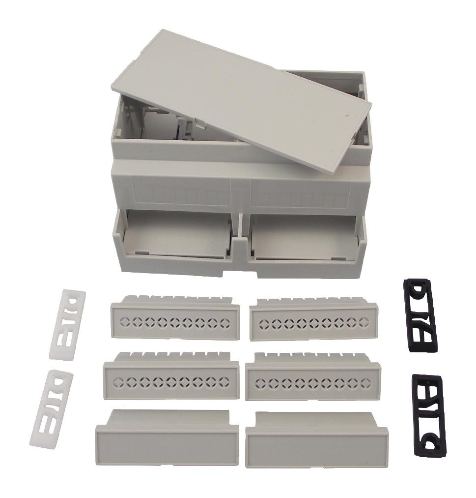 Plastic Enclosure, IP20, DIN Rail, Kit, DIN Rail, Polycarbonate, IP20
