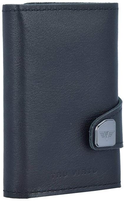 Tru Virtu® Card Holder Click & Slide Nappa Black/Black I Credit Card Holder Wallet I Card-Holder-RFID-NFC-Protection I Wallet Made of Real Italian Leather I Purse I Slim Wallet