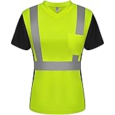 TCCFCCT Hi Vis Shirts for Women, Safety Shirt for Women Construction Work, Hi Vis Shirts for Women Driver and Night Running, Night Working,WP-Yellow-DX M