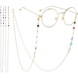 2 Pcs Eyeglasses Chain, Beaded Glasses Chain Strap, Spectacle Chain Glasses Cord, Sunglasses Strap Lanyard, Eyewear Strap for