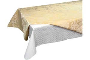 Hotel Quilted Flannel Backed Peva Vinyl Table Pad, 52 by 120-Inch, White