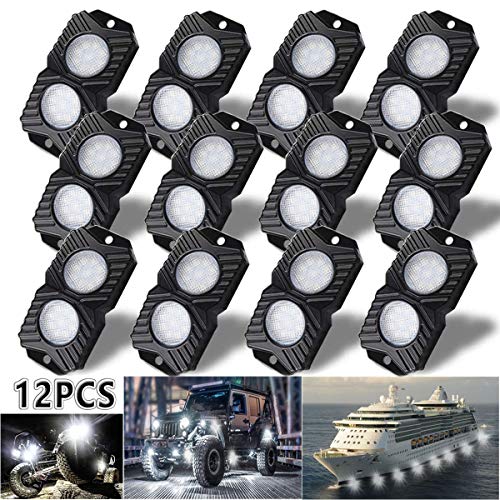 LEDMIRCY LED Rock Lights White Kit for JEEP Off Road Trucks ATV UTV Boat SUV RZR 12Pods Underglow Waterproof Light 12V-18W Trail Rig Lights Underbody Glow Shockproof Lights (12PCS-White） - Thumbnail 7