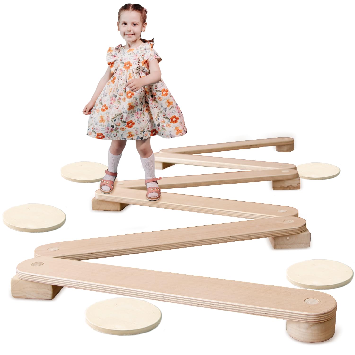 Avrsol Kids Balance Beam Wooden Stepping Stones Montessori Furniture Balance Board For Toddlers Kids Play Gym