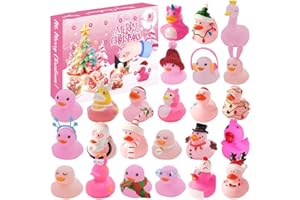 Pink Rubber Duck Advent Calendar 2025 Kids, 24 Days of Countdown for Girls, Bath Toys Christmas Xmas Gifts for Kids Toddlers 