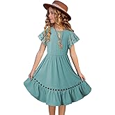 blibean Tween Girls Embroidery Sleeve Dress Summer Outfits 6-15 Years