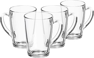 com-four® 4x Teeglas - Trinkgläser aus Glas mit Henkel - Ideal für Tee, Kakao, Kaffee und Cappuccino (04 Stück - 315ml)