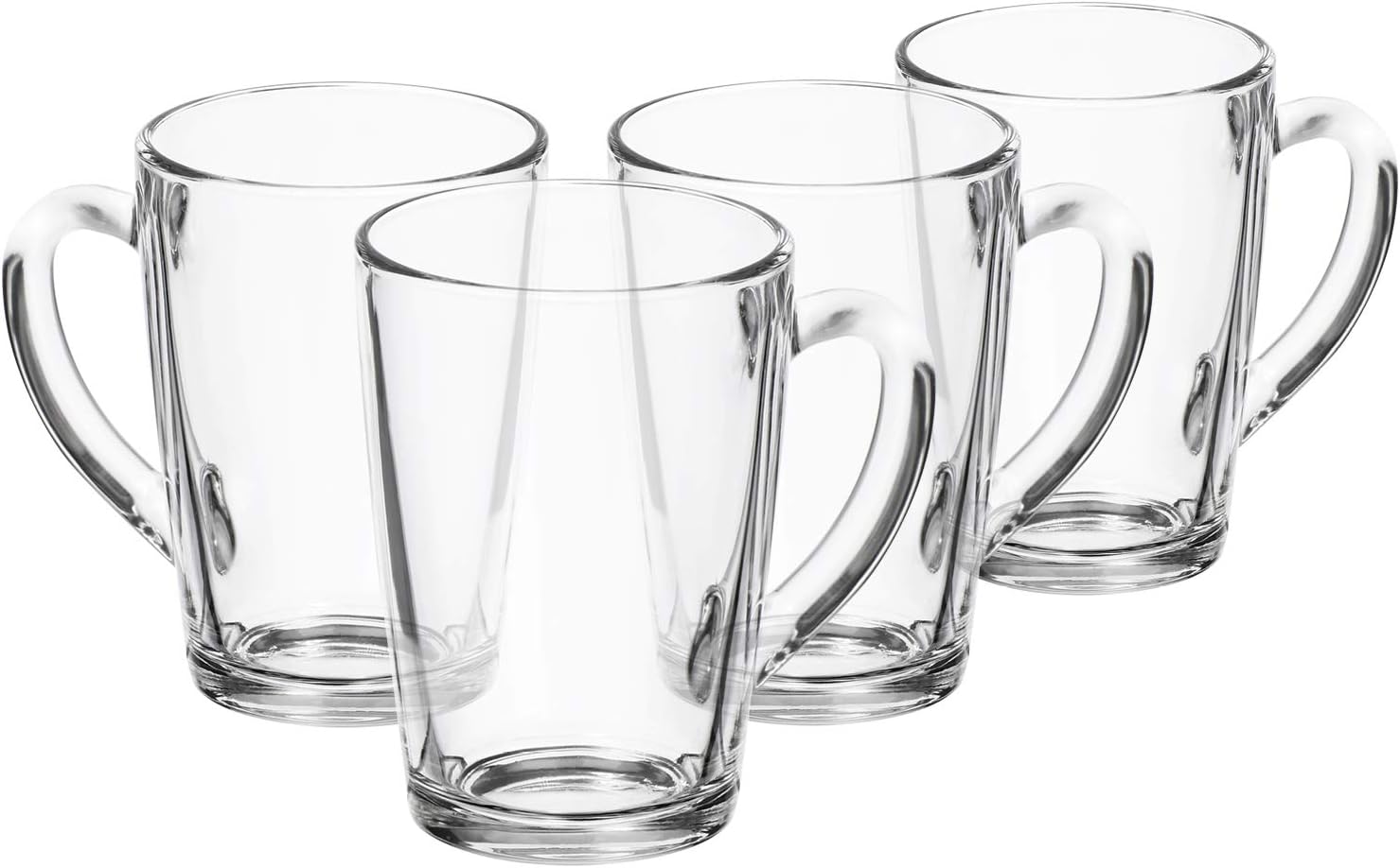 com-four® 4x Teeglas - Trinkgläser aus Glas mit Henkel - Ideal für Tee, Kakao, Kaffee und Cappuccino (04 Stück - 315ml)