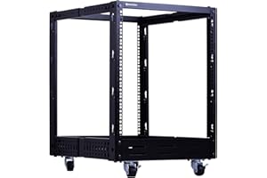 RackPath 12U Open Frame Server Rack – Heavy Duty 4 Post Adjustable Depth with Casters
