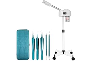 HIBEAUTY PRO Professional Facial Steamer, Hot Mist, Ozone Humidifier, Can Use at Home and Beauty Salon, Extract Blackheads, Rejuvenate and Hydrate Your Face Skin for Youthful Complexion (Touch Set)