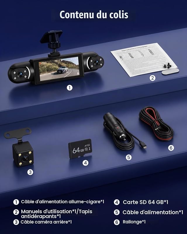 Dashcam 4 Canaux 1080P, Vue 360 Degrés, Angle 150 Degrés — photo 6 sur 6
