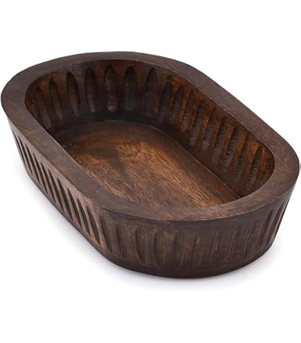 Bol Décoratif Rond En Bois De Manguier Fait Main - 25,4 X 6,3 Cm - Pour Centre De Table, Décoration Intérieure, Rangement