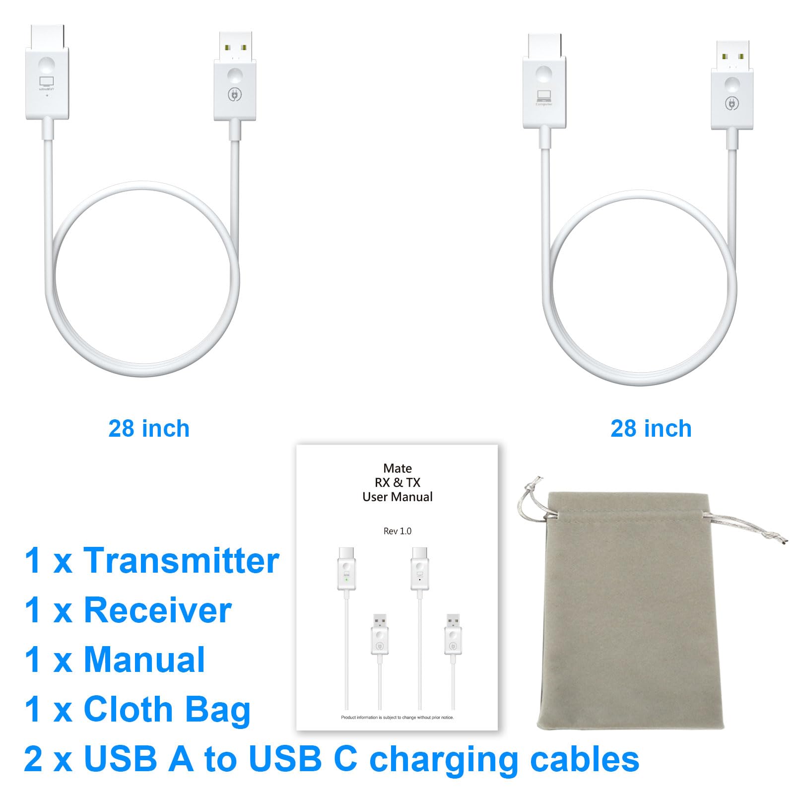 ANGEET Wireless HDMI Transmitter and Receiver 2.4/5GHz, 1080P HD Wireless HDMI Extender Streaming Video/Audio to Monitor, Projector, HDTV from PC, Laptop, Camera, TV Box, 98FT/30M, Plug & Play