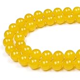 MJDCB Natural Yellow Jade Round Loose Beads for Jewelry Making DIY Bracelet Necklace (10mm)