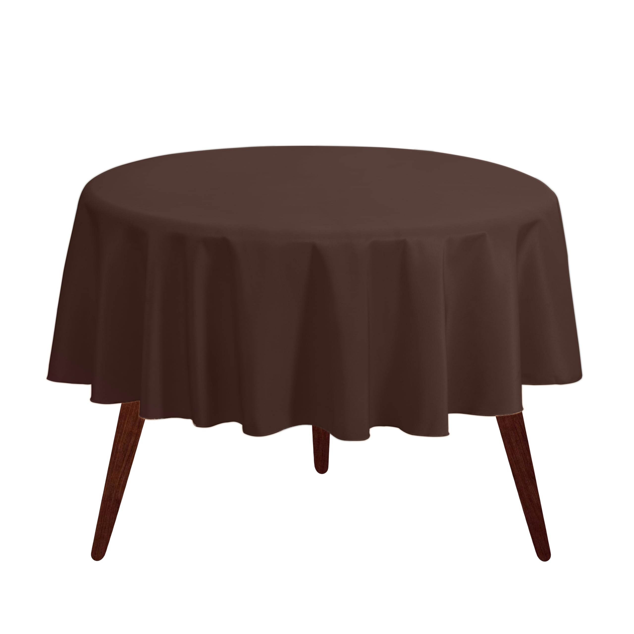 Gee Di Moda Round Tablecloth - 70 Inch Chocolate Round Table Cloth for 24 to 48 Inch Round Tables - Heavy Duty Washable Fabric - for Buffet Table, Holiday Party, Dinner, Wedding & Baby Shower