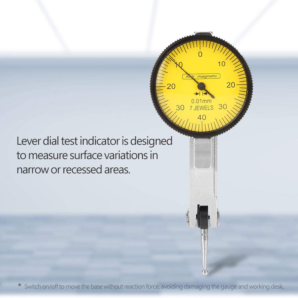 Dial Test Indicator, Flexible Strong Gauge Stand Base Holder + Lever Dial Test Indicator Gauge