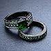 JunXin Black Gold Square Emerald Green Gemstone Women Wedding Engagement Set Round CZ Size5/6/7/8/9/10/11(10)