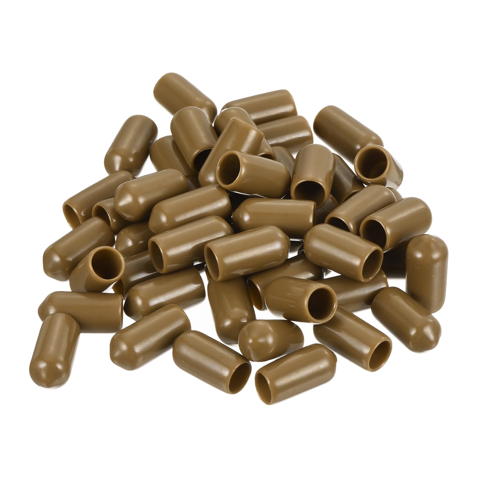 Photo 1 of uxcell 100pcs Rubber End Caps 7mm ID Vinyl PVC Round Tube Bolt Cap Cover Screw Thread Protectors Light Brown
