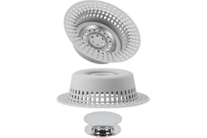 Shower Drain Hair Catcher, Bathtub Drain Cover Hair Trap Strainer Upgraded Protector with Silicone & Stainless Metal Designed