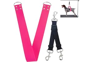 DISCPETSEC Dog Grooming Belly Band - Pet Grooming Belly Straps Pink Groomer Belly Support 2" Wide Waterproof Strong PVC Dogs Loop with Adjustable Connector Groom Restraint for Pets Bathing Salon (Pink-Long)
