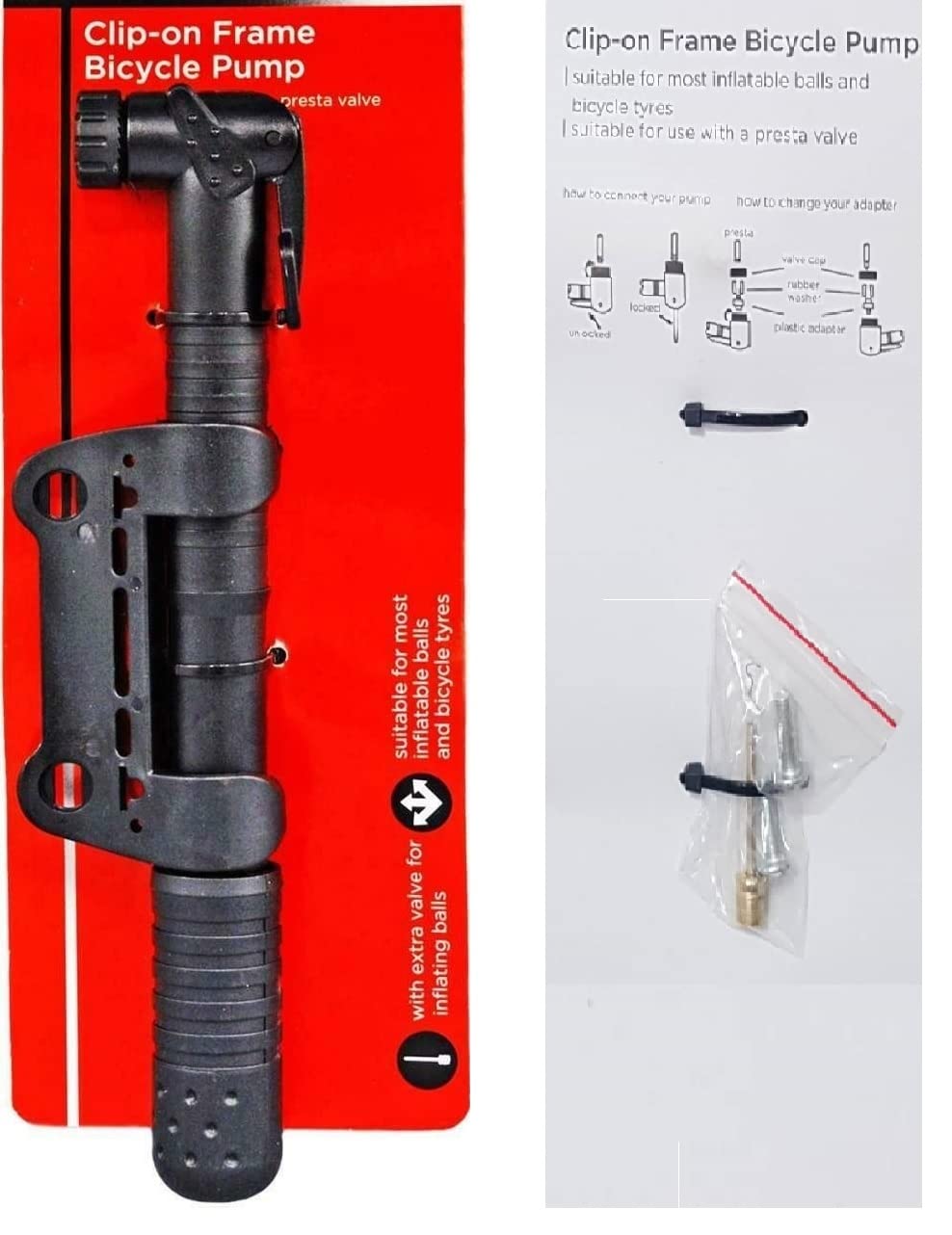 AL-FAHMI MINI PORTABLE BICYCLE CYCLE TYRE PUMP TIRES HAND INFLATOR AIR ROAD BIKE PUMP FOOTBALL RUGBY BALL INFLATING NEEDLE PUMP VOLLEYBALL NETBALL VALVE ADAPTOR