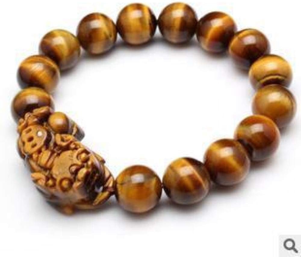 MGZDH Bracelet, Single-Ring Bracelet, Natural Yellow Tiger Eye pixiu Bracelet Yellow Tiger Eye Stone Bracelets Men and Women Bracelet
