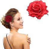 Rose Hair Clips, Floral Brooch Hair Accessories with Rose Flowers for Women, Wedding and Party Headpieces (Red)