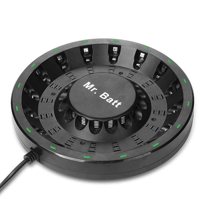 AA AAA Battery Charger, Mr.Batt 16 Bay Rapid Charger for Rechargeable NiMH NiCD AA AAA Batteries