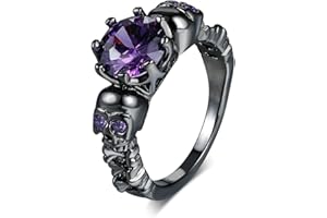 QOBEBOTA Gothic Jewelry Skull Black Rings for Women Halloween Goth Accessories Cool Grunge Ghost Band Statement Rings for Women,Size 5-10