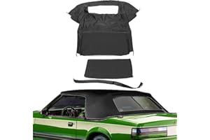 KUAFU Convertible Soft Top Compatible with 1983-1993 Ford Mustang Sailcloth Vinyl Soft Top & Plastic Window