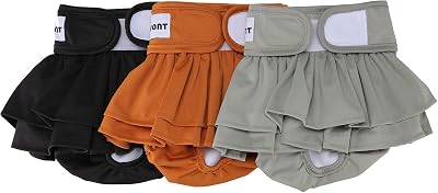Avont 3 Pack Washable Female Dog Diapers Reusable for Heat Incontinence